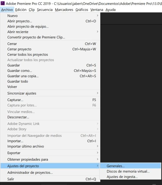 Adobe Premiere Pro se cuelga al seleccionar nombre para